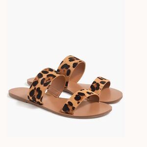 J. Crew Factory Leopard Calf Hair Easy Summer Slide Sandals Size 9